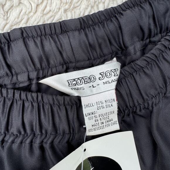 VTG Euro Joy Women Silk Blend Pants L NWT Paris Milano Pull On Dark Gray Tapered - Picture 2 of 7